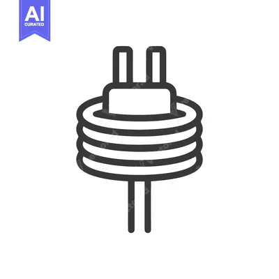Aset desain premium: Simple Black and White Icon of an Electrical Coil with Plug