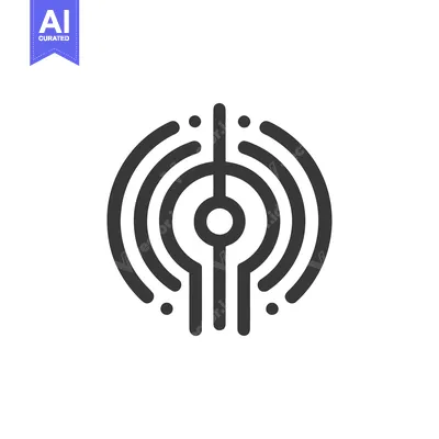 Aset desain premium: Abstract Circular Design with Central Line and Orbiting Arcs, Minimali