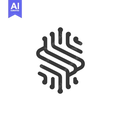 Aset desain premium: Abstract S-Shaped Circuit Board Design on White Background, Minimalist