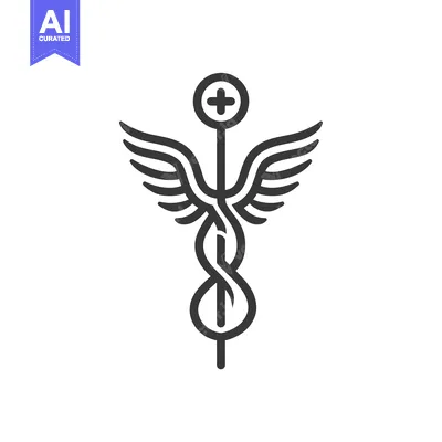 Aset desain premium: Caduceus Medical Symbol with Wings and Cross