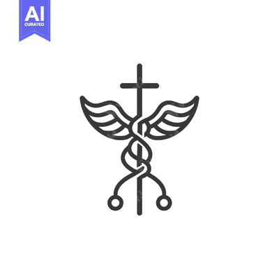 Aset premium populer: Caduceus with Cross and Wings Medical Symbol