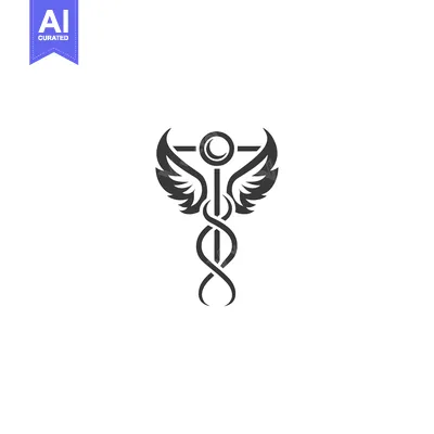 Premium design asset: Caduceus with Wings and a Circle