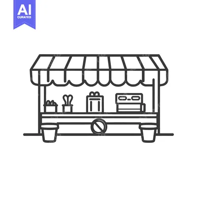 Popular premium asset: A simple drawing of a marketplace stall with items displayed
