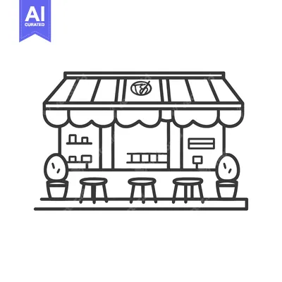 Popular premium asset: A simple black and white outline of a small shop exterior