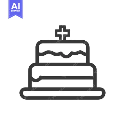 Aset premium populer: Elegant Two-Tiered Cake Icon with Cross Topper, Minimalist Design
