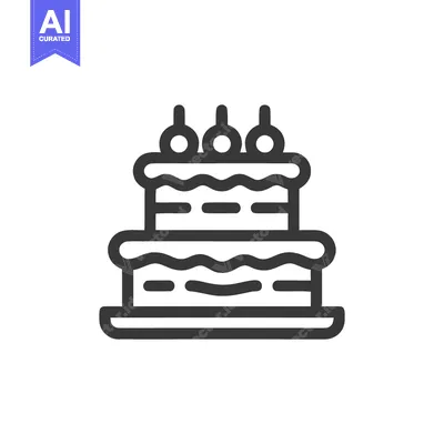 Popular premium asset: Minimalist Cake Icon: Two-Tiered Dessert with Cherry Topping, Line Art