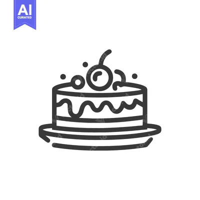 Aset premium populer: Minimalist Cake Icon with Cherry Topping and Decorative Sprinkles