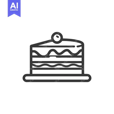 Premium design asset: Minimalist Cake Slice Icon with Cherry Topping and Layered Design