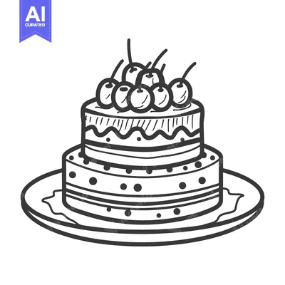 Aset desain premium: A two tiered cake decorated with cherries on a plate