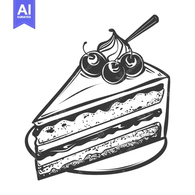 Aset premium populer: A delicious slice of layered cake topped with cherries