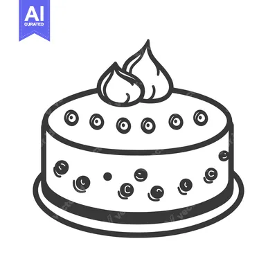 Premium design asset: A simple illustration depicting a decorated round frosted cake