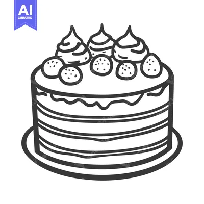 Aset premium populer: A layered round cake with frosting and small decorations on top