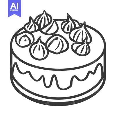 Premium design asset: Simple circular cake decorated with delicious creamy icing swirls