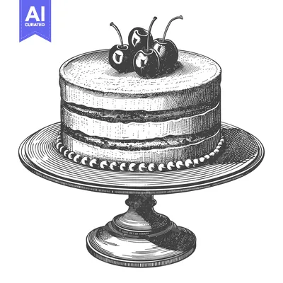 Aset premium populer: Delicious layered cake with cherries on a cake stand