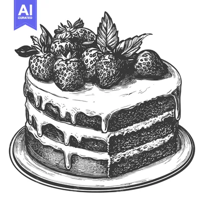 Aset desain premium: Strawberry Topped Layered Cake Delicious Dessert