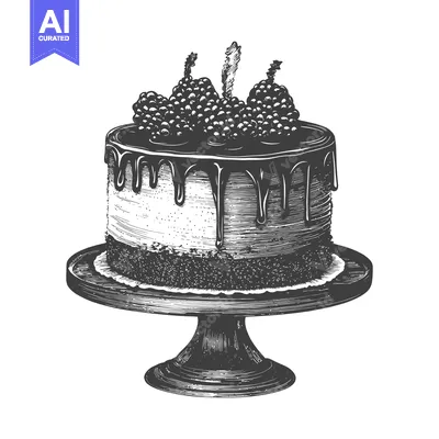 Aset desain premium: Delicious Blackberry Cake With Chocolate Drizzle And Candle
