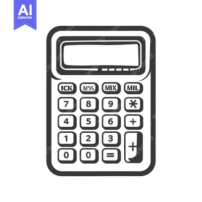 Aset premium populer: A simple black and white illustration of an electronic calculator