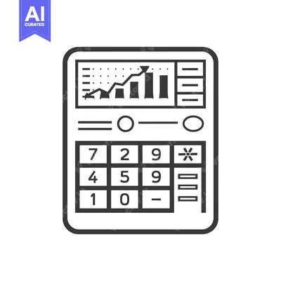 Aset desain premium: Calculator with Graph and Number Buttons
