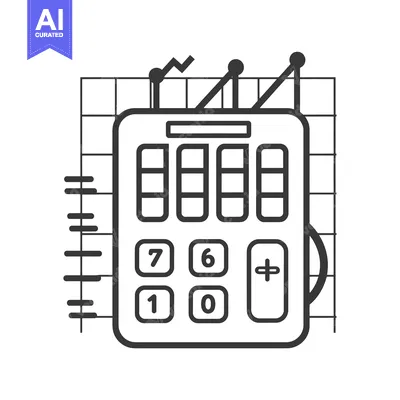 Aset desain premium: Calculator with Number Buttons and Graph Lines