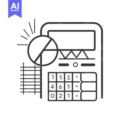 Aset desain premium: Calculator with Pie Chart, Graph, and Grid