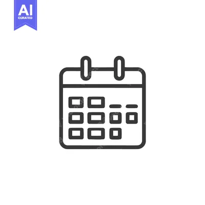 Aset desain premium: Minimalist Calendar Icon: Black Outline on White Background, Schedule