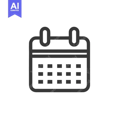 Aset desain premium: Minimalist Calendar Icon: Black Outline on White Background, Schedule