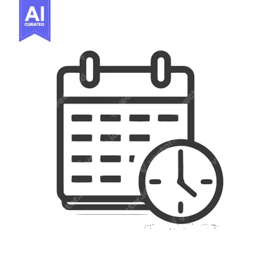Aset desain premium: Minimalist Calendar and Clock Icon: Time Management Symbol