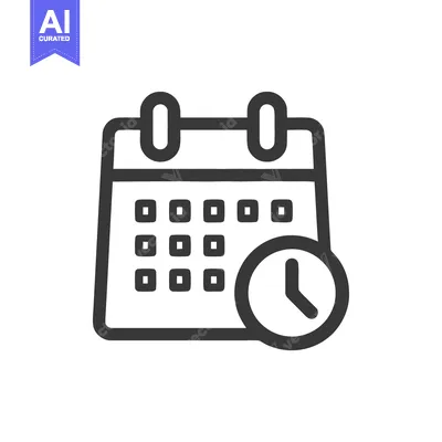 Popular premium asset: Minimalist Calendar Icon with Clock, Black Outline on White Background