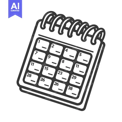Aset desain premium: A simple lined calendar with numbered days and spiral binding