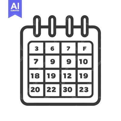 Aset premium populer: A black and white outline image of a calendar page