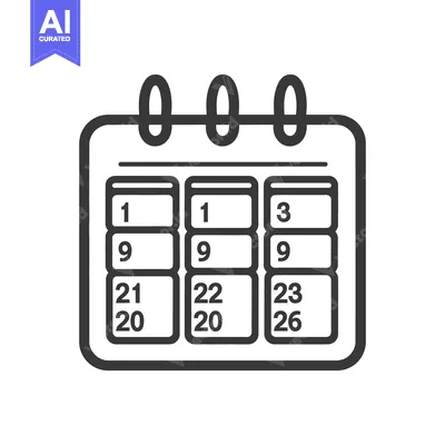 Aset desain premium: An illustrated outline of a calendar icon showing selected dates