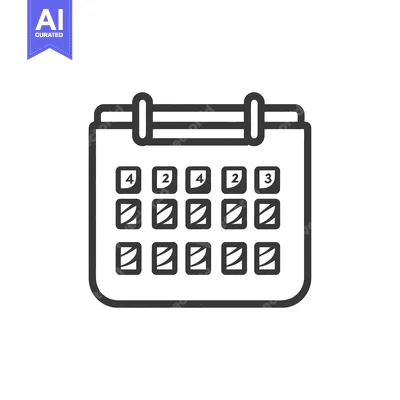 Aset desain premium: A simple monochrome illustration of a calendar and its contents