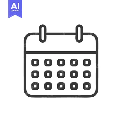 Aset desain premium: Minimalist Calendar Icon: Black Outline on White Background, Schedule