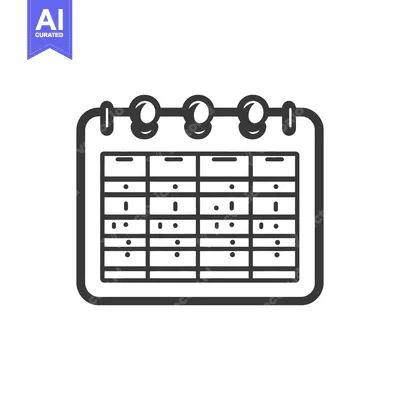 Aset premium populer: A simple black and white outline illustration of a calendar