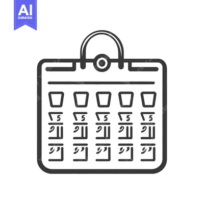 Aset premium populer: Illustrated black and white calendar with a carrying handle design