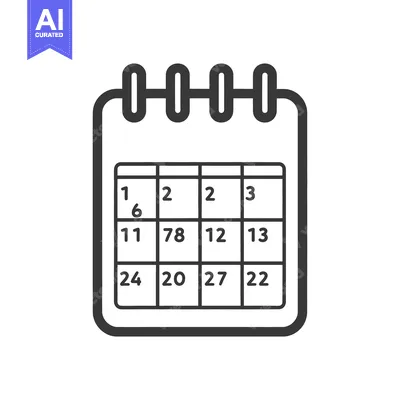 Aset desain premium: A simple black and white illustration of a calendar with dates