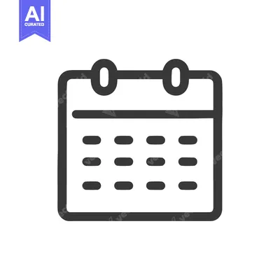 Aset desain premium: Minimalist Calendar Icon: Black Outline on White Background, Schedule