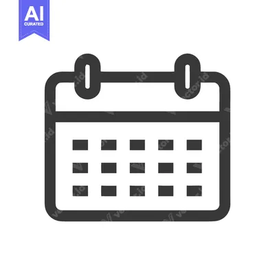 Aset desain premium: Minimalist Calendar Icon: Simple Black Outline on White Background, Ti