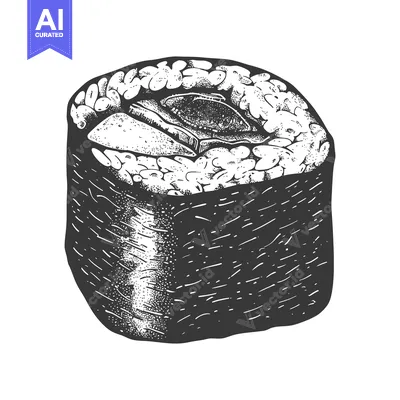 Aset desain premium: A Single Piece of Delicious Sushi Roll
