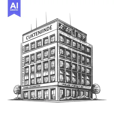 Aset desain premium: A Detailed Sketch of a Multi Story City Building