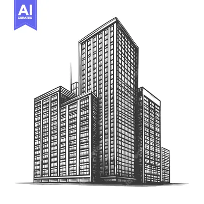 Premium design asset: A Sketch Of Modern City Buildings Architecture Design