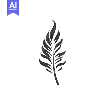 Aset premium populer: A stylized black feather floats against a stark white background