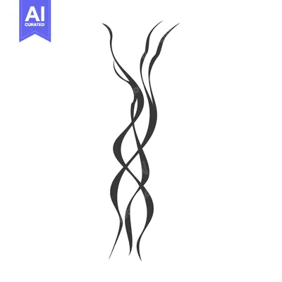 Aset desain premium: A slender intertwined abstract design with graceful curves on white