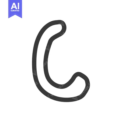 Aset desain premium: A single lowercase letter C in simple hand drawn style