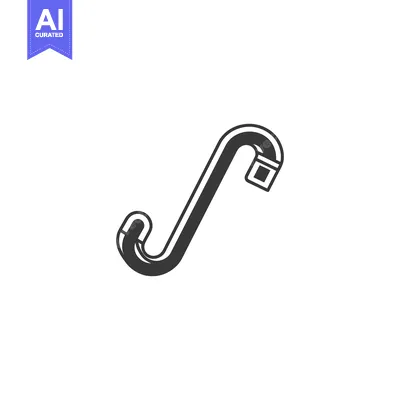 Aset desain premium: A curved metal hook with a squared opening in its design