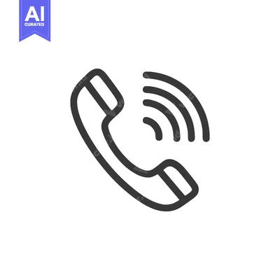 Aset desain premium: Ringing Phone Icon: Bold Outline of Handset with Signal Waves