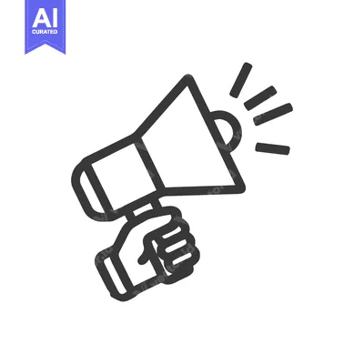 Aset premium populer: Hand Holding Megaphone Icon: Bold Line Art for Announcements and Commu