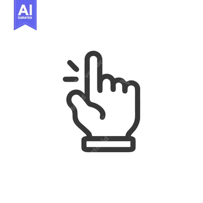 Aset premium populer: Hand Icon with Raised Index Finger and Sound Waves, Minimalist Design