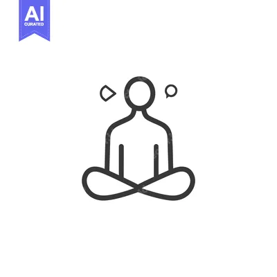Aset desain premium: A meditating figure surrounded by thought bubbles suggesting inner ref