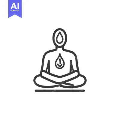 Aset desain premium: A seated person meditating with a water droplet icon present